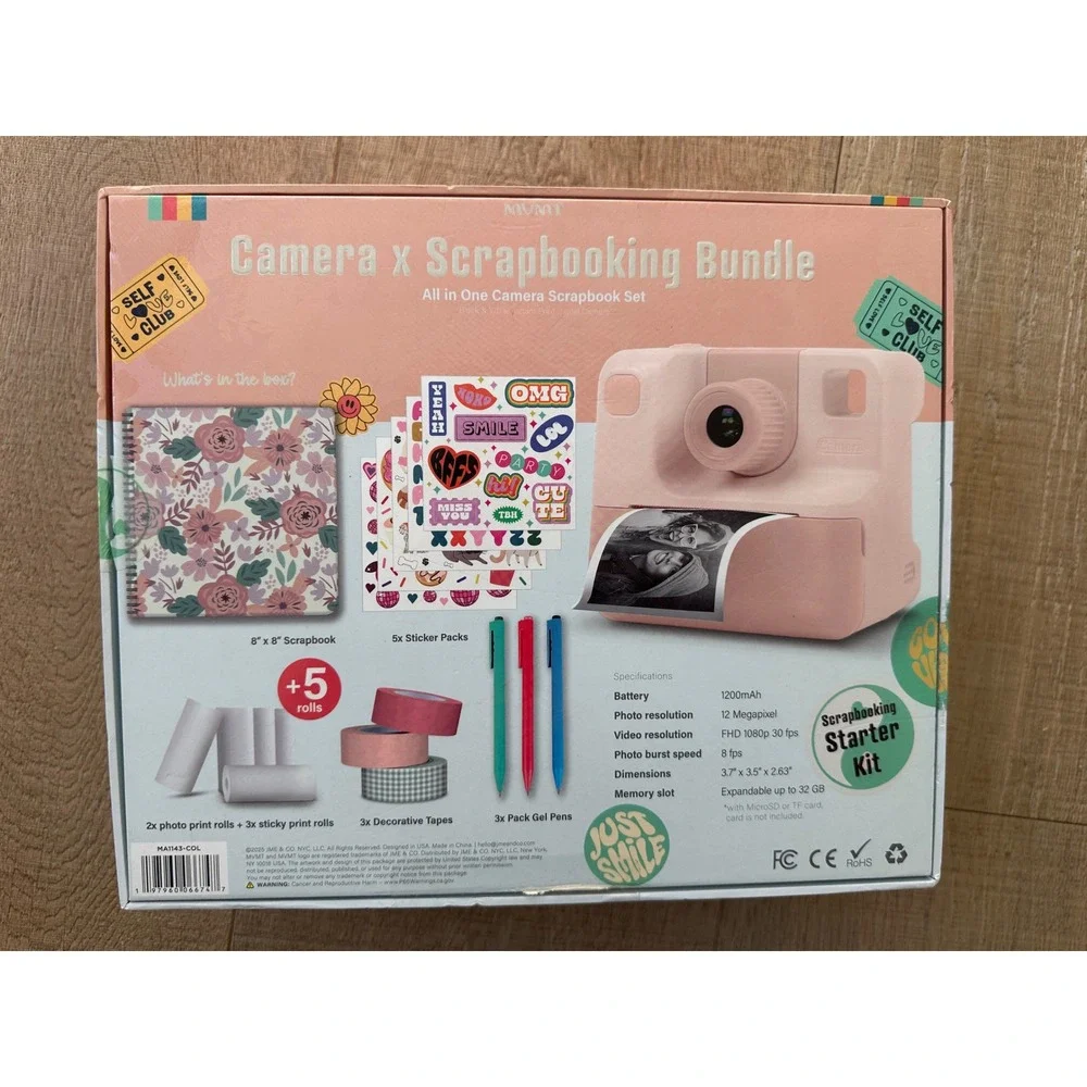 MVMT Camera x Scrapbooking Bundle All in‎ One Instant Print Digital Camera Pink